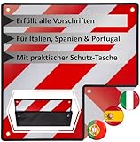 MATADORES Premium 2in1 Warntafel für Italien UND Spanien + Portugal inkl. Tasche | Aluminium, 50x50cm, reflektierend | Für Fahrradträger/Heckträger…
