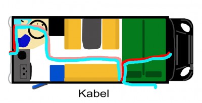 Blau: 12V-von der rechten, vordersten, seitlichen Positionslampe